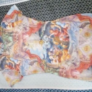 Renaissance print mesh shirt